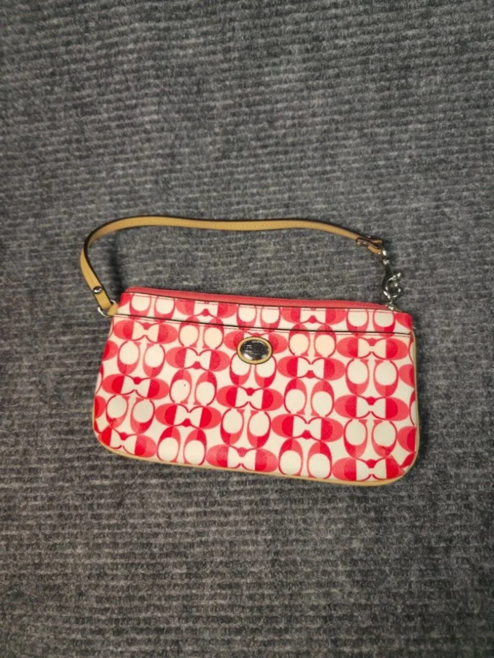 Coach Pink Signature Canvas Wristlet | Zip Pouch Clutch Wallet